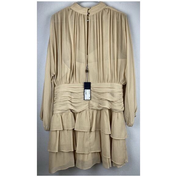 NWT Gianni Bini Sz 12 Piper Ruched Chiffon Feminine Romantic Soft Beige Dress - Picture 6 of 13